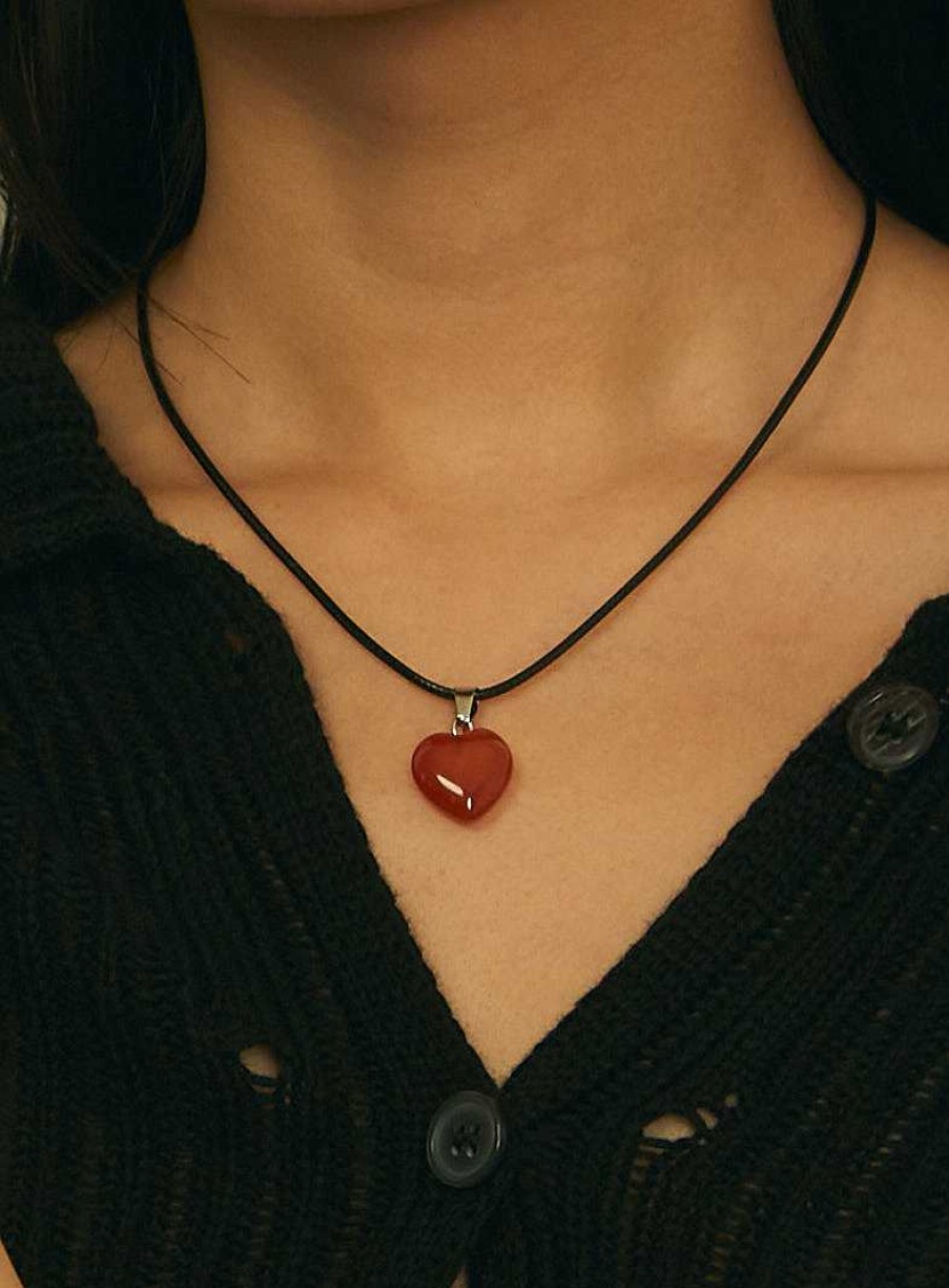 Ketten En Route Jewelry | Carnelian Heart Cord Kette