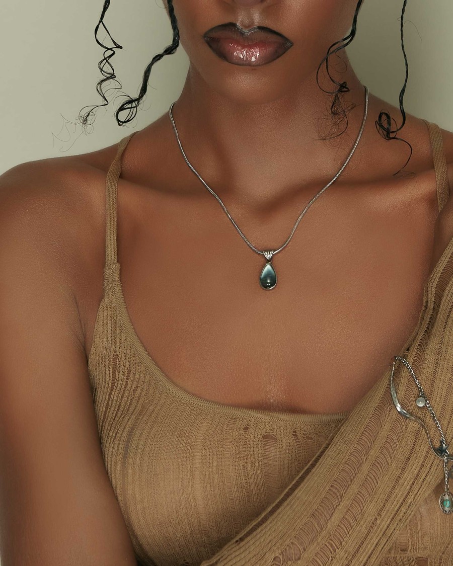 Ketten En Route Jewelry | Waterdrop Kette In Marine Blue