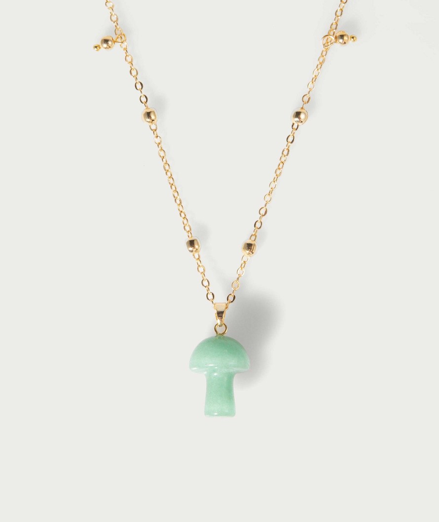 Ketten En Route Jewelry | Aventurine Jade Mushroom Crystal Necklace