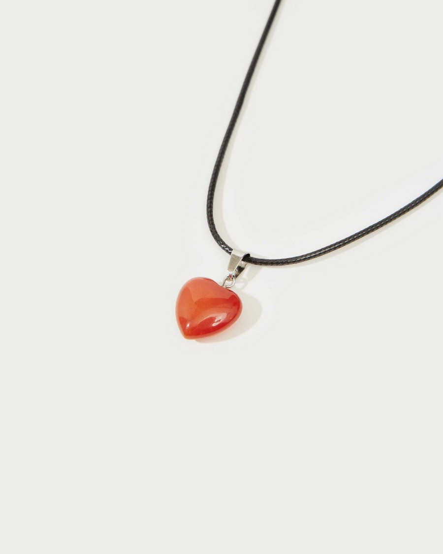 Ketten En Route Jewelry | Carnelian Heart Cord Kette