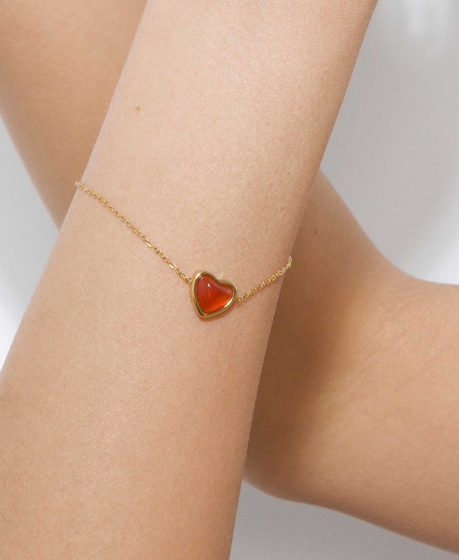 Armband & Fu Kettchen En Route Jewelry | Carnelian Stone Heart Armband