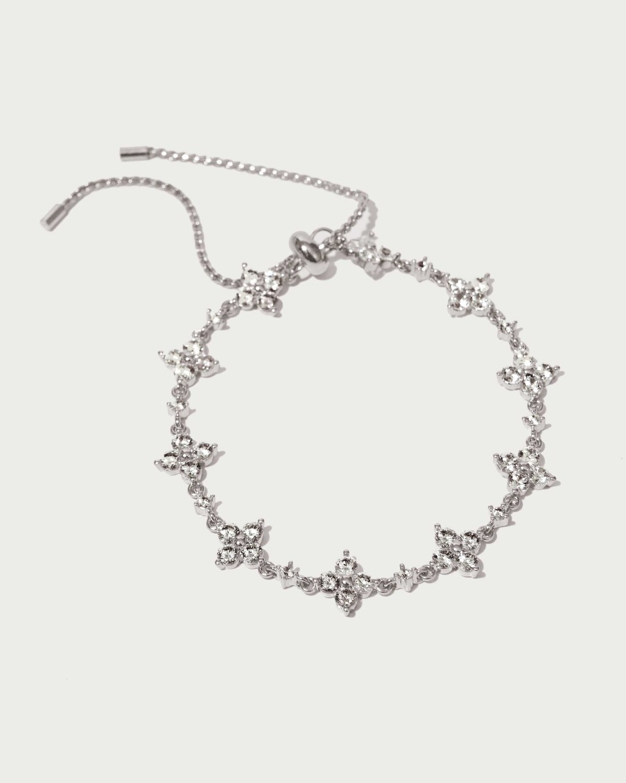 Armband & Fu Kettchen En Route Jewelry | Sparkle Clover Armband In Silver