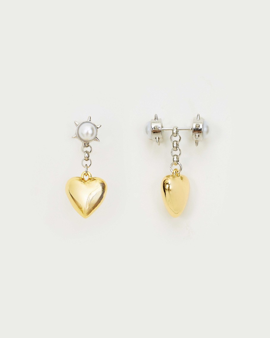 Ohrringe En Route Jewelry | Duet Mixed Heart Earrings With Pearl