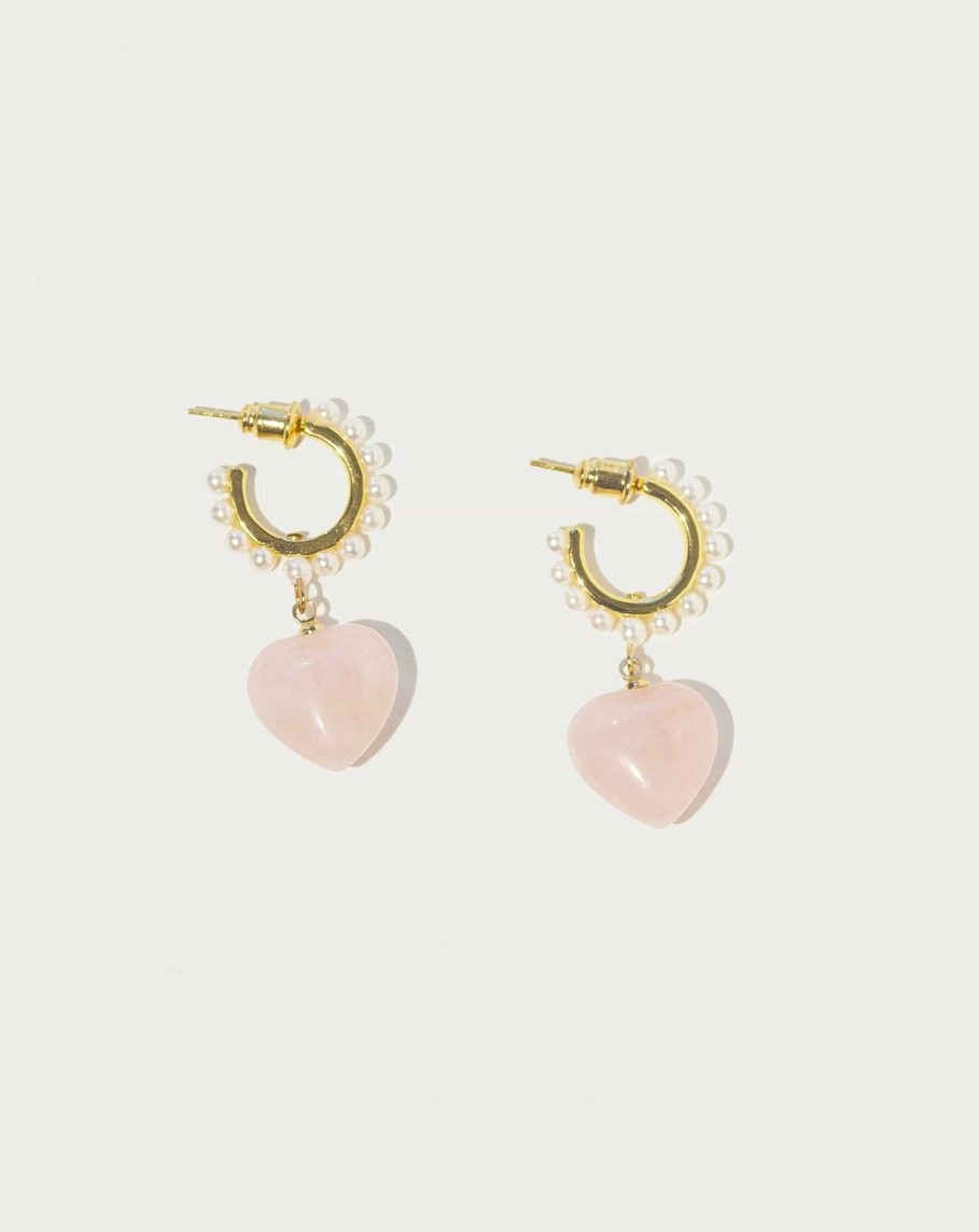 Ohrringe En Route Jewelry | Rose Quartz Heart Ohrringe